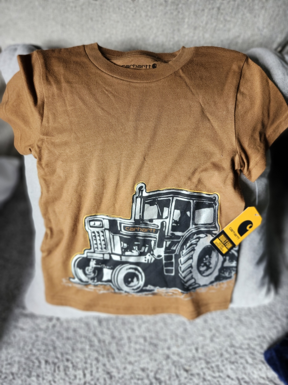 Carhartt Kids' Brown Tee with Black Tractor Graphic